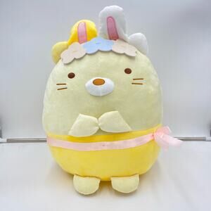 San-X Sumikko Gurashi Easter Bunny Ears Neko Cat 16" Plush Round 1 NEW